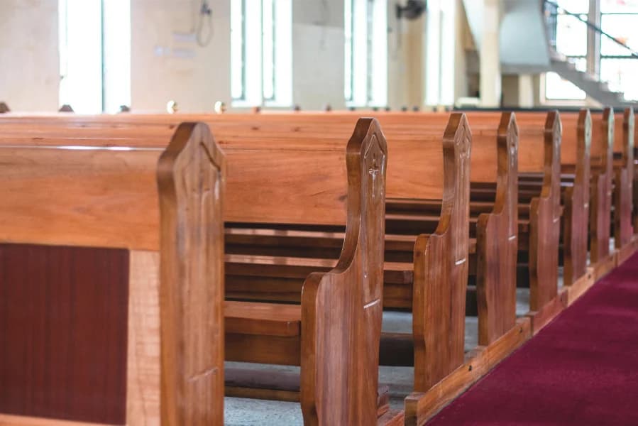 Cleaning crew servicing a church sanctuary