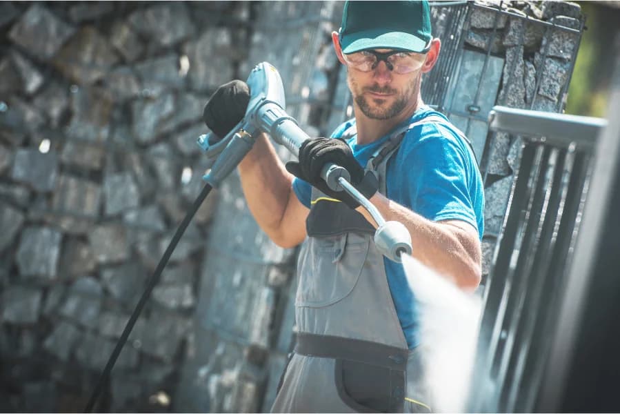 Post-construction cleanup at a building site