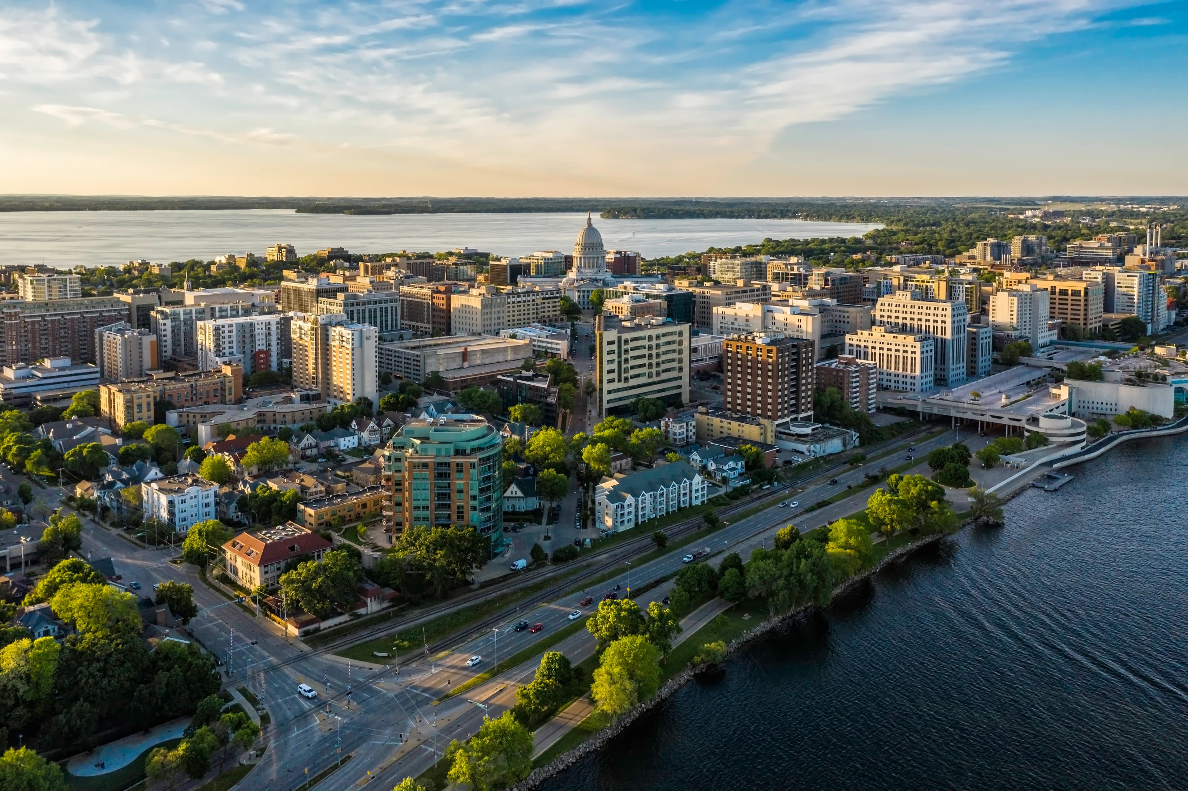 Beautiful image of Madison, Wisconsin during sunset